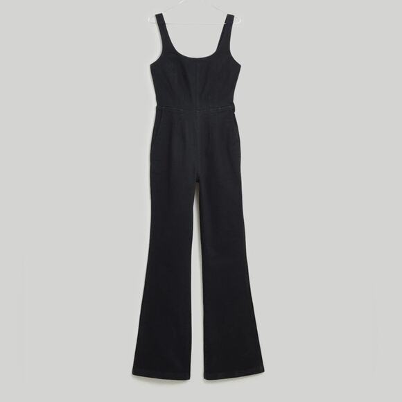 Madewell Denim Flare Leg Jumpsuit in Bonner Wash Black Size 0 NWOT Sleeveless - Picture 15 of 16
